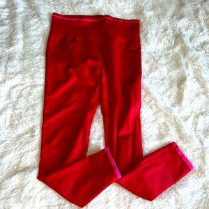 SoulCycle Red with Pink Piping High Rise Leggings - Size M